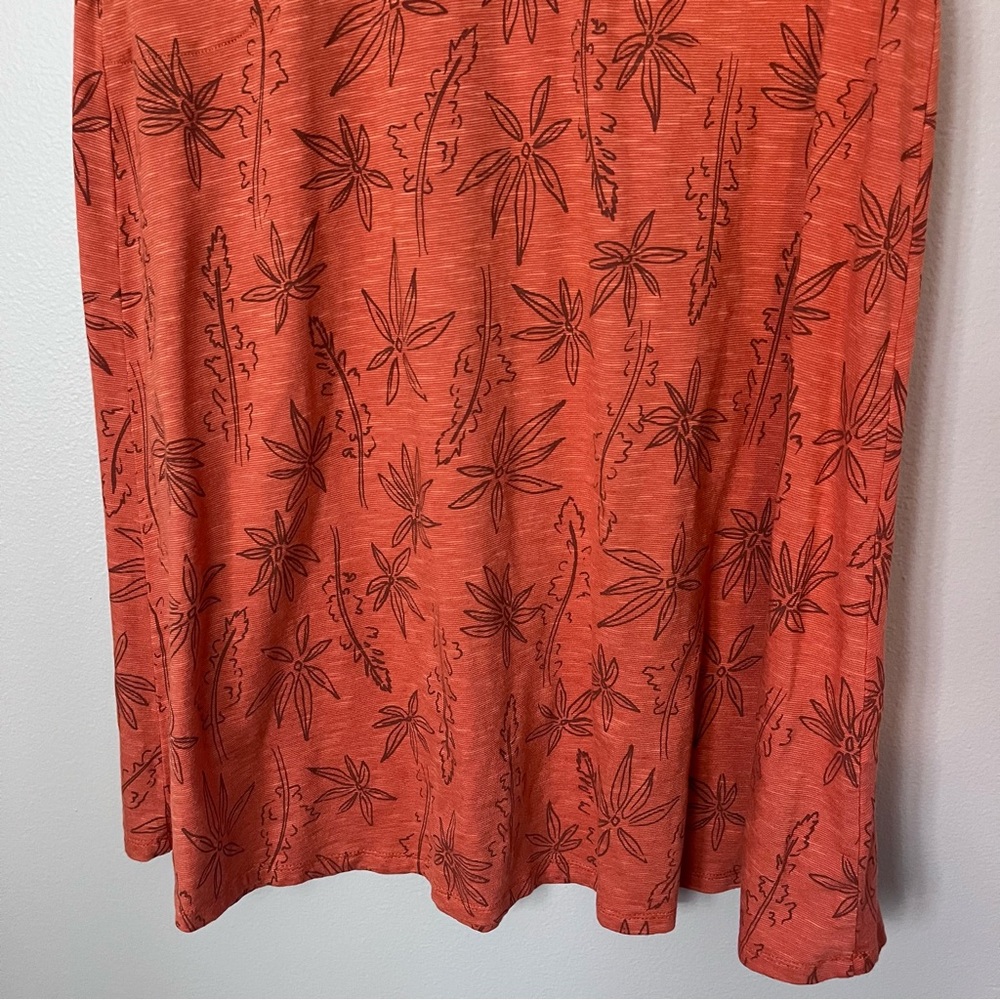 Toad & Co Rosemarie Organic Cotton A-Line Empire Waist Dress Orange Floral XS - Picture 3 of 9